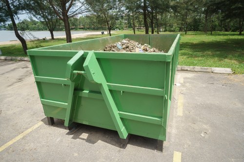 Recycling bins with sorted materials